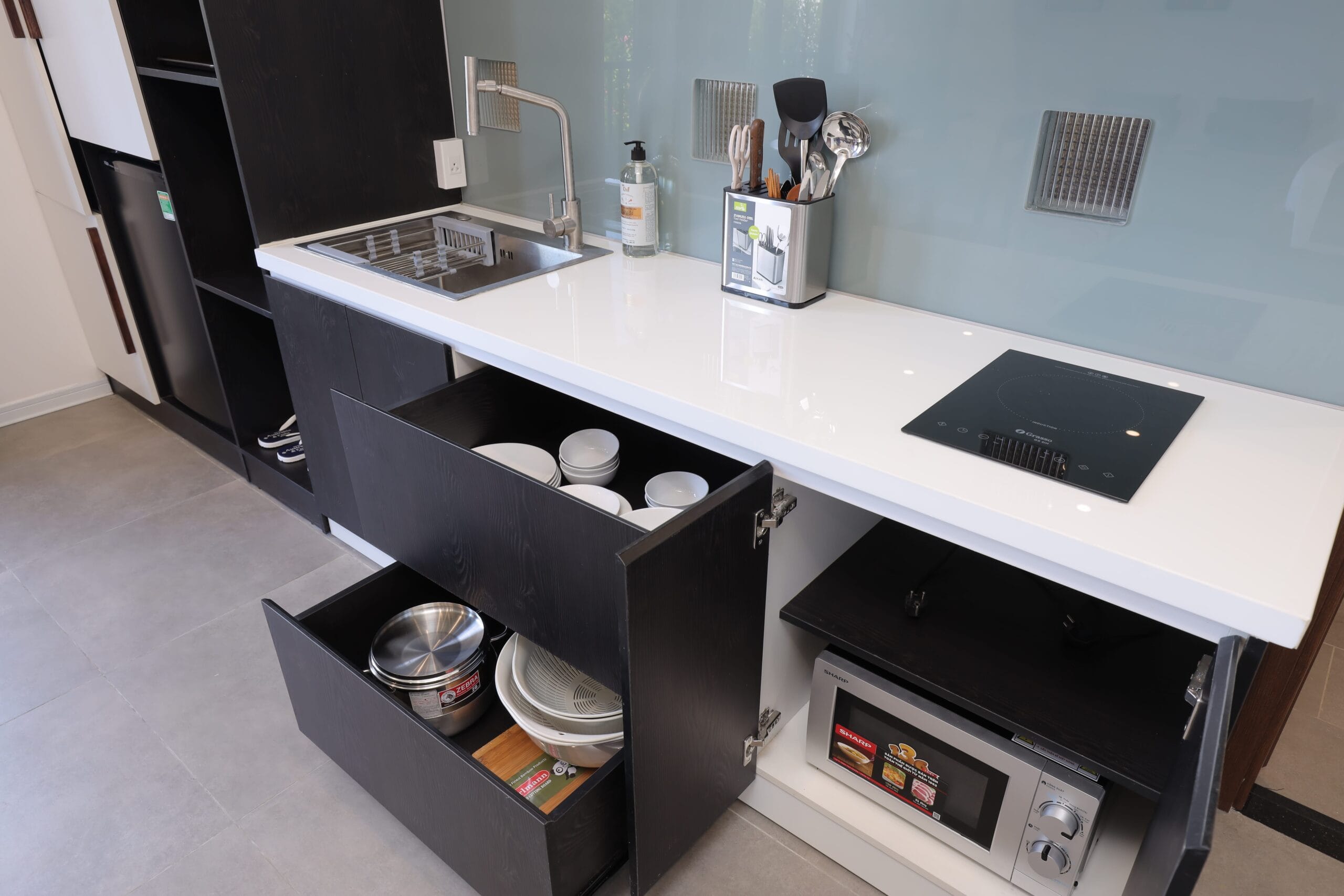 Cooking inside Hoi An studio apartment